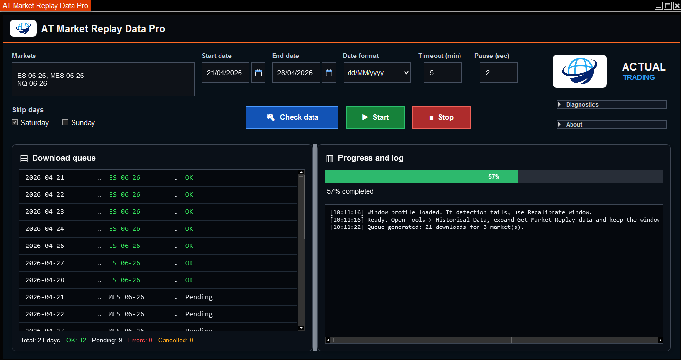 Checking progress and data queue